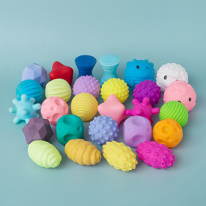 Baby's Hand Grasping Ball Touch Ball Tactile Perception Touch Baby's Grasping Soft Rubber Ball Educational Water Play Toy Manhattan