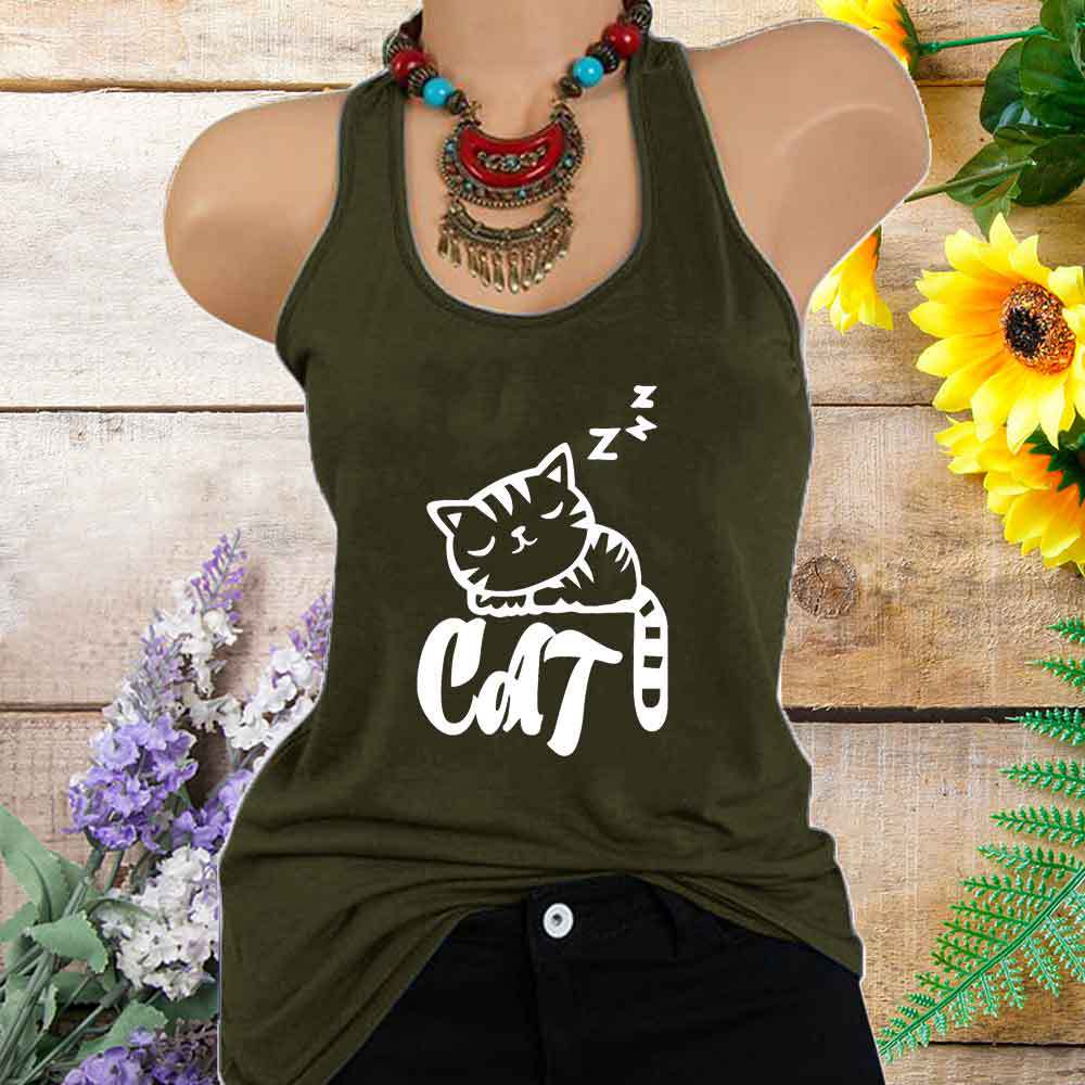 Spring 2020 Cross Border Lady Cat Cat Dormant Vest Printed Pattern Women's T-Shirt BX9324
