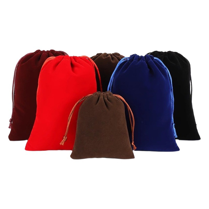 Factory wholesale black flannel bag jewelry bag mobile power travel packaging storage bag bundle pocket 7X9 silk screen