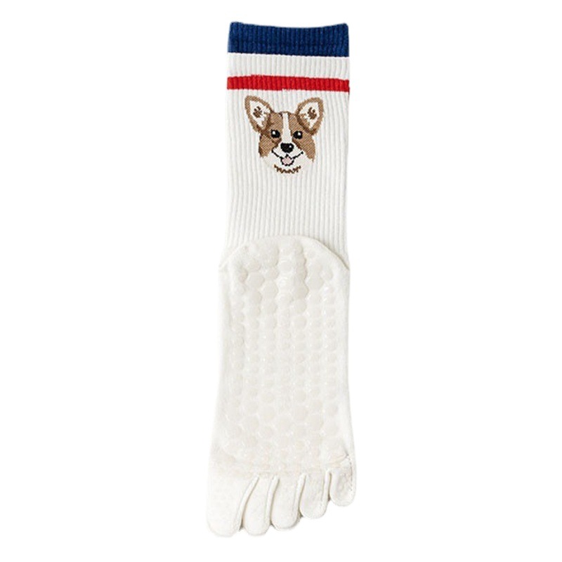 Five Finger Socks Women's Pairs Rouge Silicone Non-slip Yoga Sports Toe Socks Trendy Spring and Autumn Fashion All-match Cartoon Mid-tube Socks