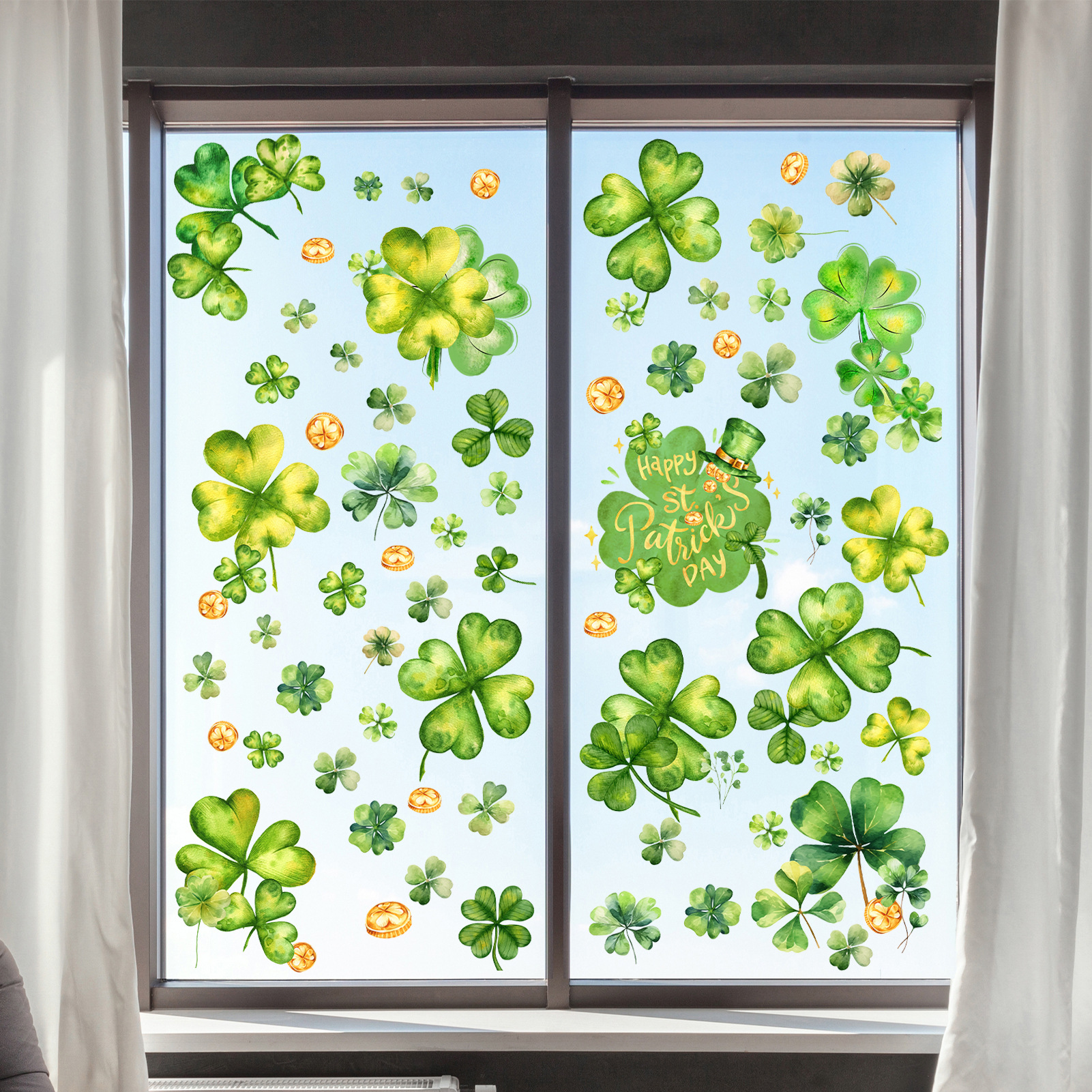 MS-JP001 cross-border lucky four-leaf clover window stickers bedroom living room kitchen atmosphere layout wall decoration wall stickers
