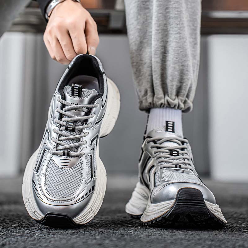 Shoes Men's Explosions silver Torre Shoes Men's 2025 New Mesh Breathable Spring Platform Sports Casual Men's Shoes