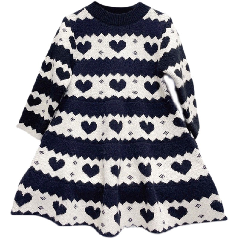 Girls' Korean-style Knitted dress 2025 Spring New Children's Loose Long-sleeved Sweater Dress