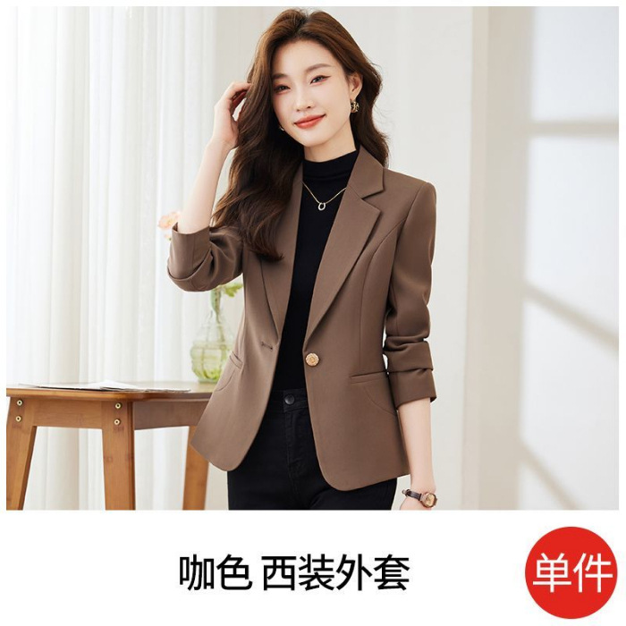 Picture of brown Suit Jacket Women's 2024 New Spring and Autumn Fashion All-match Light Mature Style Small Casual Suit Top