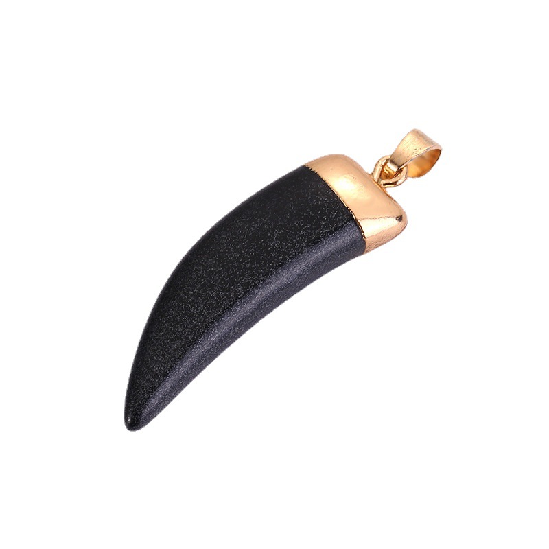 Picture of Frosted Black Crystal Horn Fashion Gold Electroplated Necklace Pendant Aliexpress ins European and American Cross-border Supply