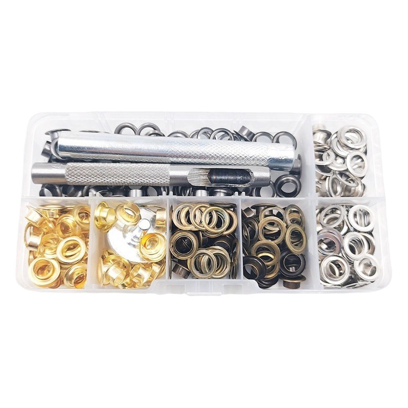 200 sets of 6mm grommet ring nail tarpaulin copper metal round shoes air eye copper air eye buckle chicken eye buckle tool suit