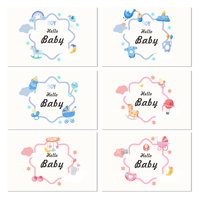 Picture of 84 hello baby welcome newborn baby blessing thank you celebrate white cardboard greeting card support greeting card