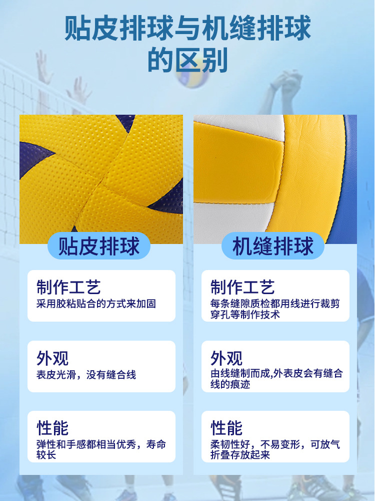 Picture of Glued and pasted volleyball No.5 senior high school entrance examination student-specific men's and women's indoor training adult competition non-standard hard row wholesale