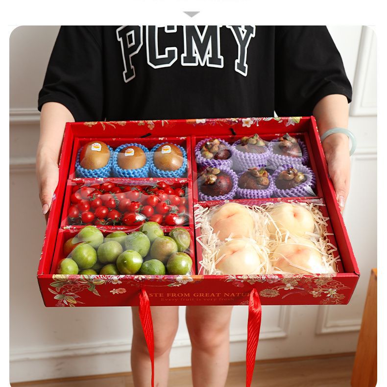 Fruit Gift Box Empty Box Imitation Wood Grain Packaging Box Internet Celebrity Shelf Display with Disposable Lid Gift Box