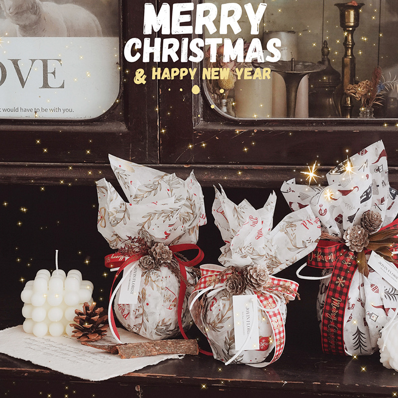 Christmas peace fruit wrapping paper wholesale pear paper bouquet base lining paper flower shop Christmas gift bag flower paper