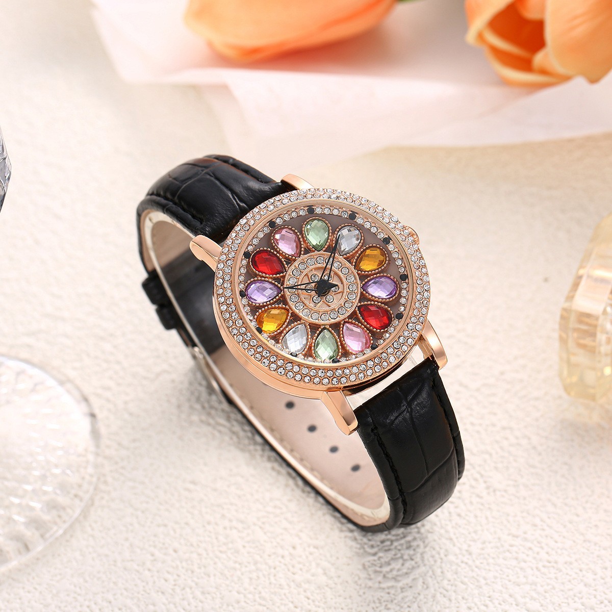 New rotating Joker watch women's fashion personality large dial gypsophila rhinestone fashion women's watch manufacturers wholesale
