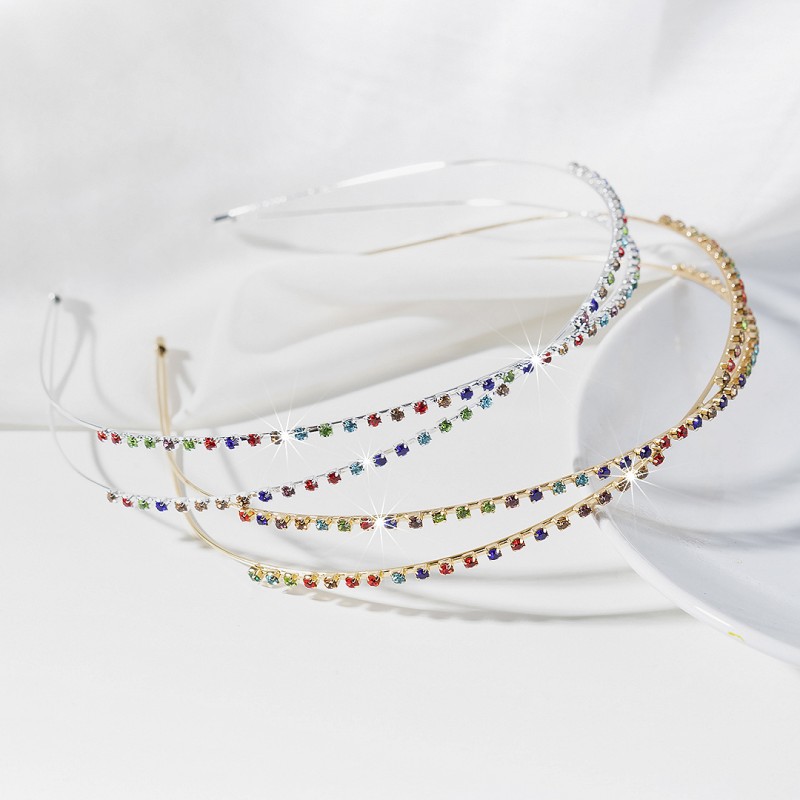 Picture of Korean style headdress hair accessories wholesale exquisite rhinestone hairband Crystal Diamond sweet thin headband cross hairband wholesale