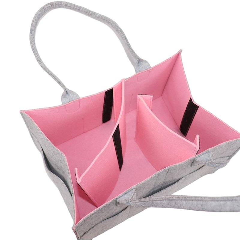 Cross-Border Mommy Bag Diaper Compartment Storage Bag Mother and Baby Bag Large Capacity Baby Supplies Diaper Wet Portable Felt Bag