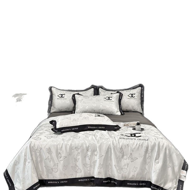 Picture of Class A Ice Silk Summer Quilt Air-conditioning Quilt Bed Cover Bed Sheet Four-piece Set Advanced Light Luxury Embroidered Summer Cool Quilt Summer Thin Quilt