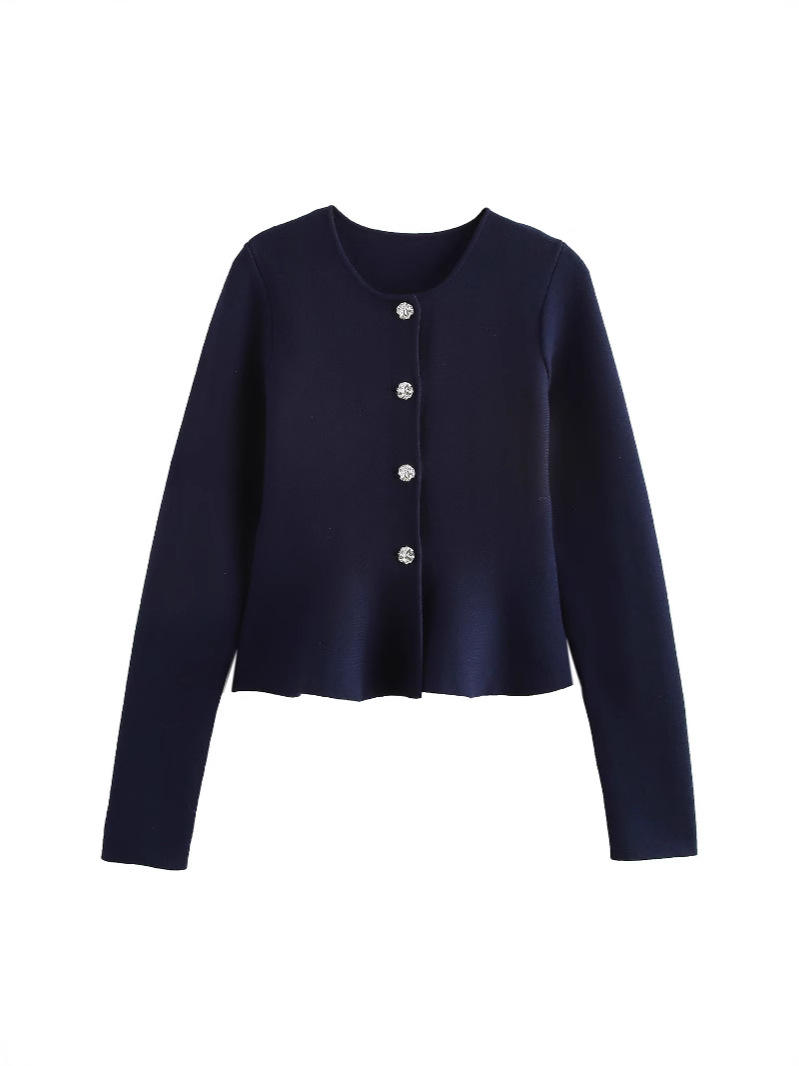 2024 winter new cross-border Europe and the United States long sleeve round neck button flat knit jacket cardigan coat wholesale
