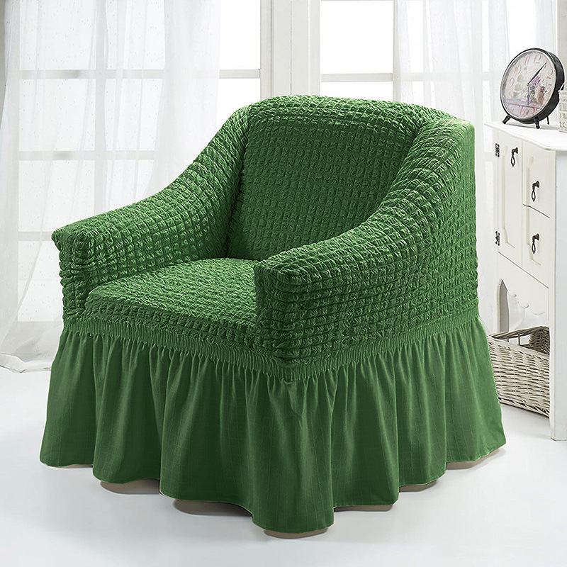 Picture of American Single Sofa Cover All-Inclusive Pure Color Stretch Fabric Sofa Cover Lace Decoration Simple Modern Universal for All Seasons