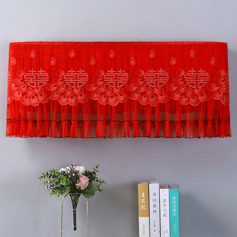 Picture of Wholesale New Wedding Starts Without Taking Off Hanging Air Conditioner Dust Cover 1.5 Hp Air Conditioner Cover Lace Red Air Conditioner Cover