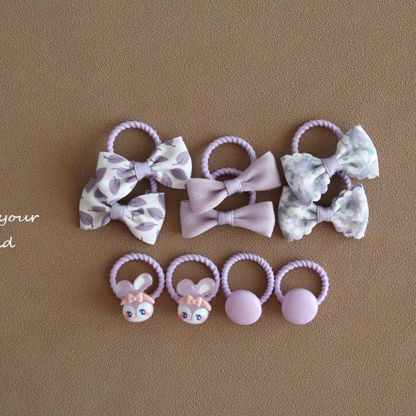 Picture of A152 factory wholesale children's cute headdress hair accessories baby mini bow thumb rubber band suit 1 set