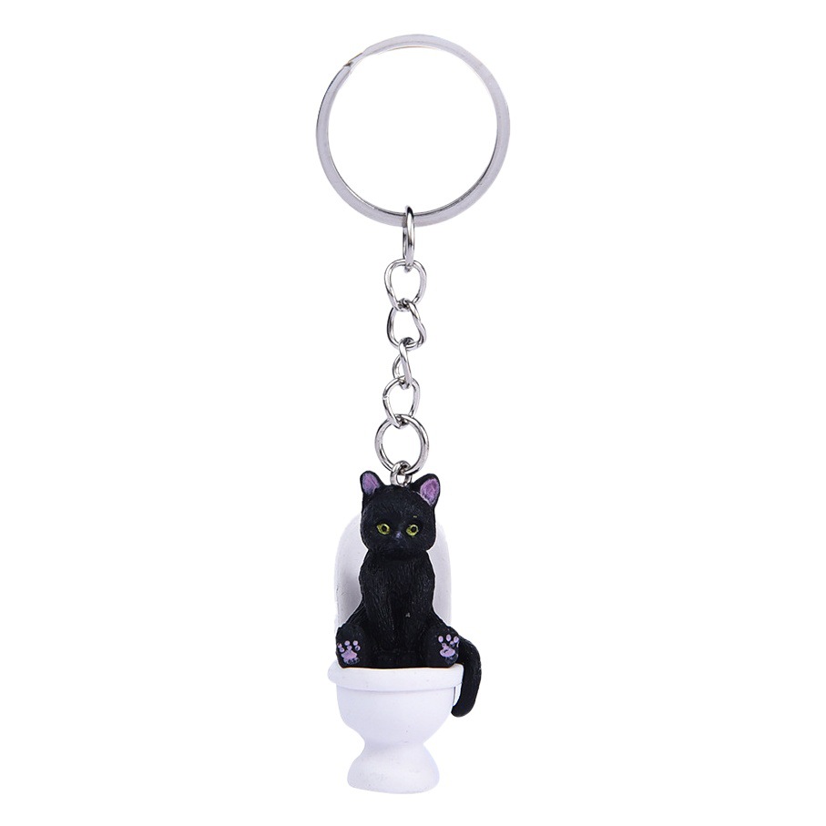 A variety of creative cartoon is sitting toilet Cat DIY hand key chain bag car key chain pendant batch