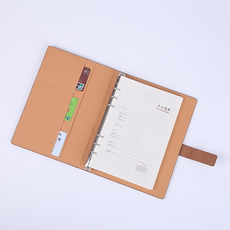 Picture of Business Loose-Leaf Notebook with Color-Changing Leather Cover, Pen-Insertion Style Office Notebook, Portable Office Notebook with Logo