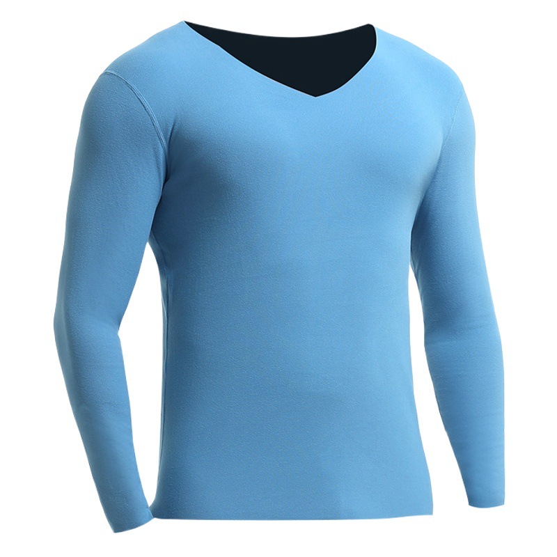 Men's Thermal Underwear Traceless One-piece fleece-lined Thickened Autumn Clothes Autumn and Winter Wear Basic Base Cold-proof Cotton Sweater
