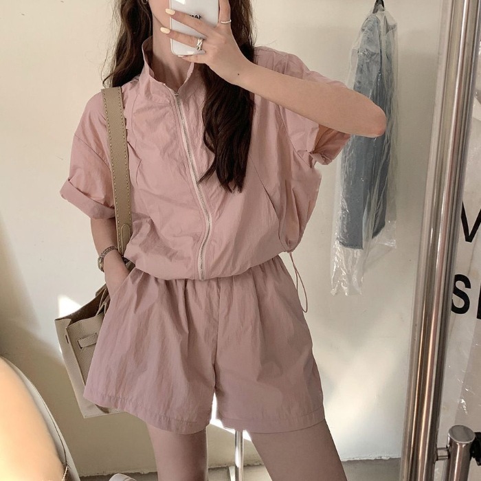 Picture of Casual Sports Suit for Women 2024 Summer New Style High-End Loose Pink Sun Protection Clothing Lightweight Shorts Two-Piece Set