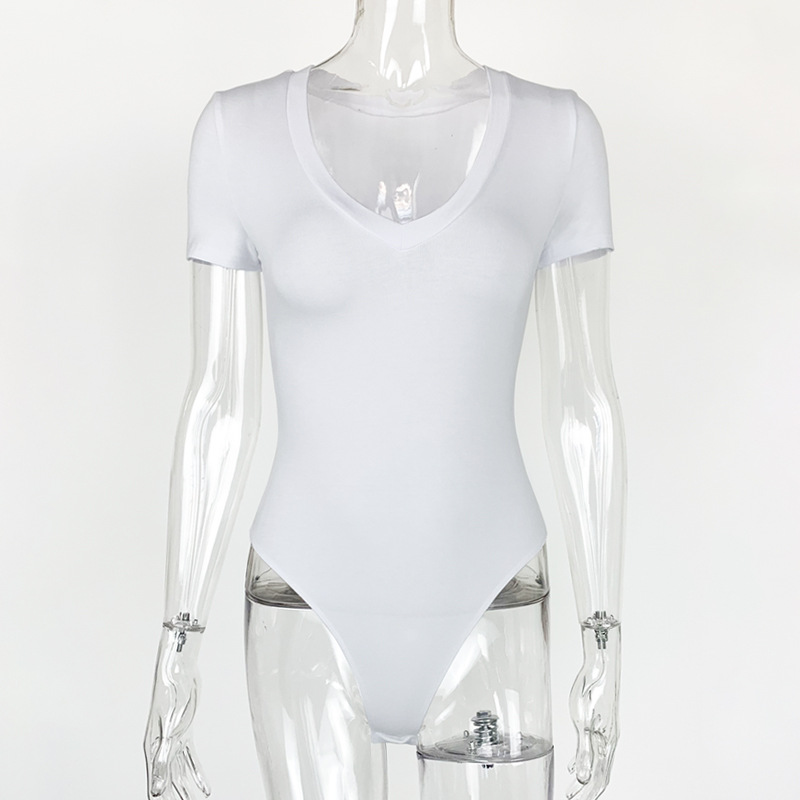 Picture of Bodysuit 2025 summer new European and American foreign trade women's Amazon short sleeve V-neck sexy tight jumpsuit