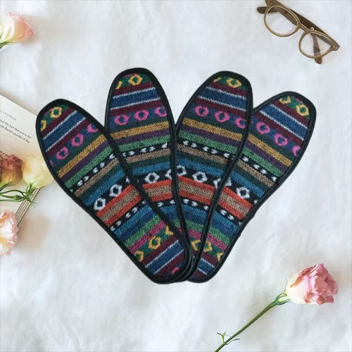 Red Star Incense Insoles for Men and Women Sweat Absorbing Ethnic Breathable Chinese Style Linen Bamboo Charcoal Embroidery Washable Insoles