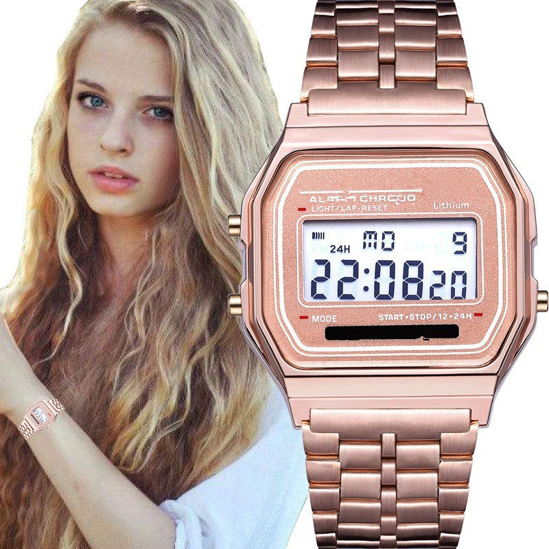 Picture of 2023 steel belt led electronic watch ultra-thin gold and silver Cold Light watch F91W steel belt Harajuku style fashion multi-function table