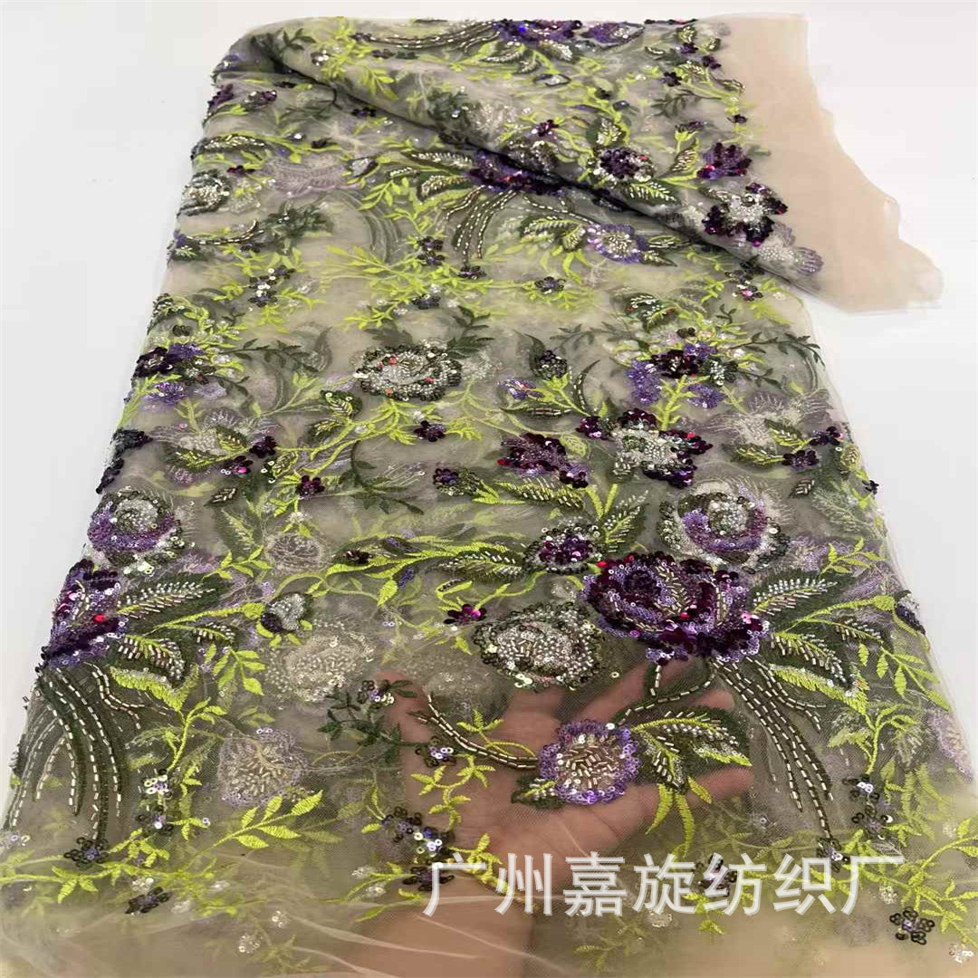 Ethnic Style Plant Flower Embroidered Cloth Middle East dress Multicolor Beaded Lace