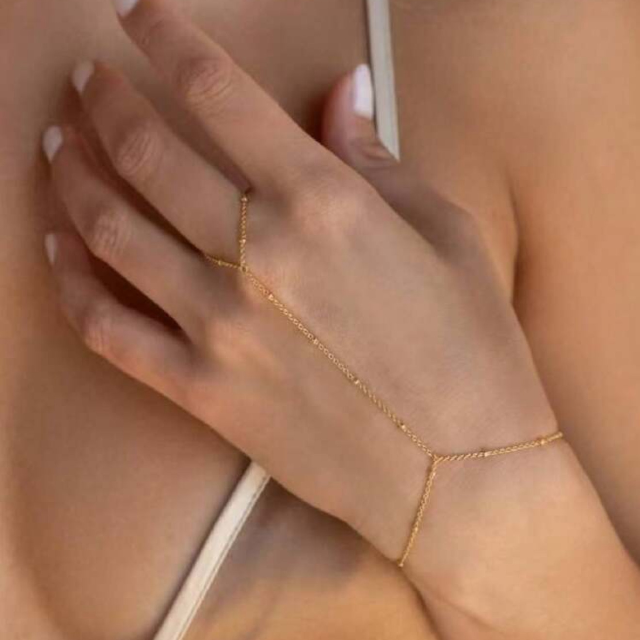 European and American Cross-Border Jewelry Ethnic Style Simple Chain Finger Bracelet Metal Chain Finger Chain Hand Chain for Women