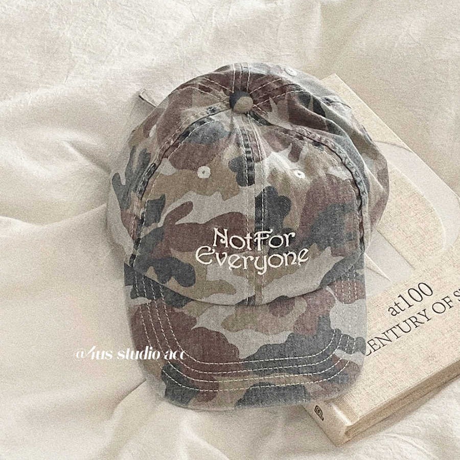 Hot Girl Street Vintage Camouflage Antique Washed Letter Embroidered Baseball Cap Women's Soft Top Show Face Small Cap Couple