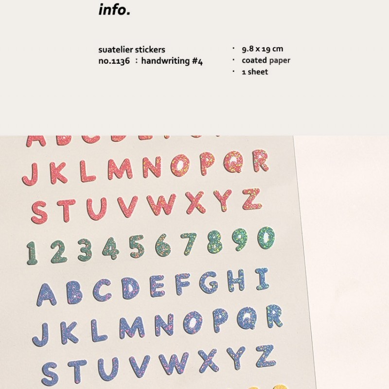 Picture of Cross-border South Korea suatelier color 1136 alphanumeric laser goo goo card mobile phone decorative hand account sticker