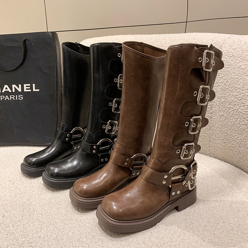 Picture of Travel Must Wear Boots Children American Style Vintage Martin Boots Brown High Boots Long Boots Western Cowboy Boots Women's Boots