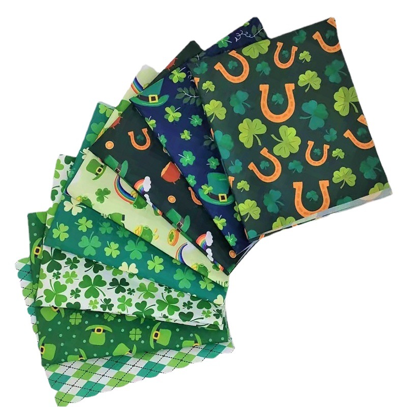 New Clover St. Patrick's Day Irish Day Decorative Digital Printed Fabric Set Spot Wholesale