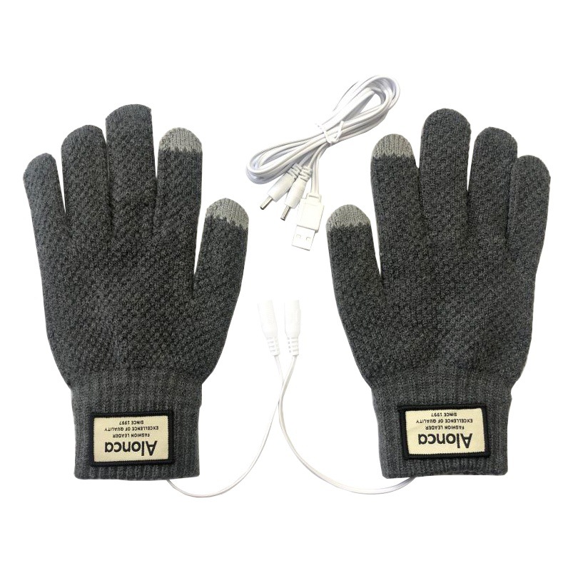 USB Electric Heating Gloves USB Warm Hand Touch Gloves Cross-border E-commerce Supply Men's 5 Pointer Knitted Gloves