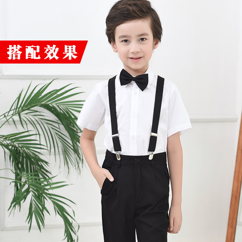 Picture of Boys' White Shirt Short-sleeved Pure Cotton Summer Thin School Uniform for Middle and High School Students Children's White Shirt