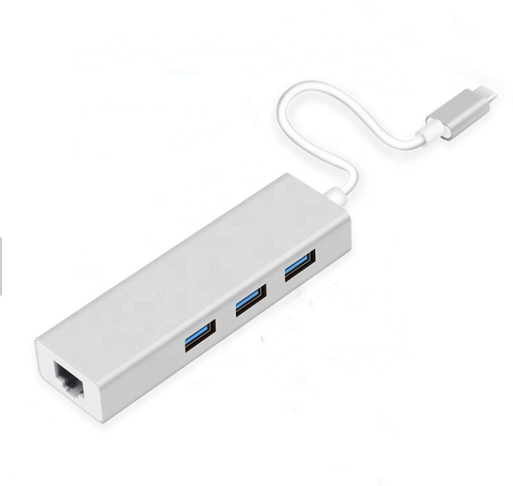 Picture of Type-C Gigabit Wired Network Card Splitter Driver-Free Adapter Card USB Flash Drive Supports Switch USB Hub