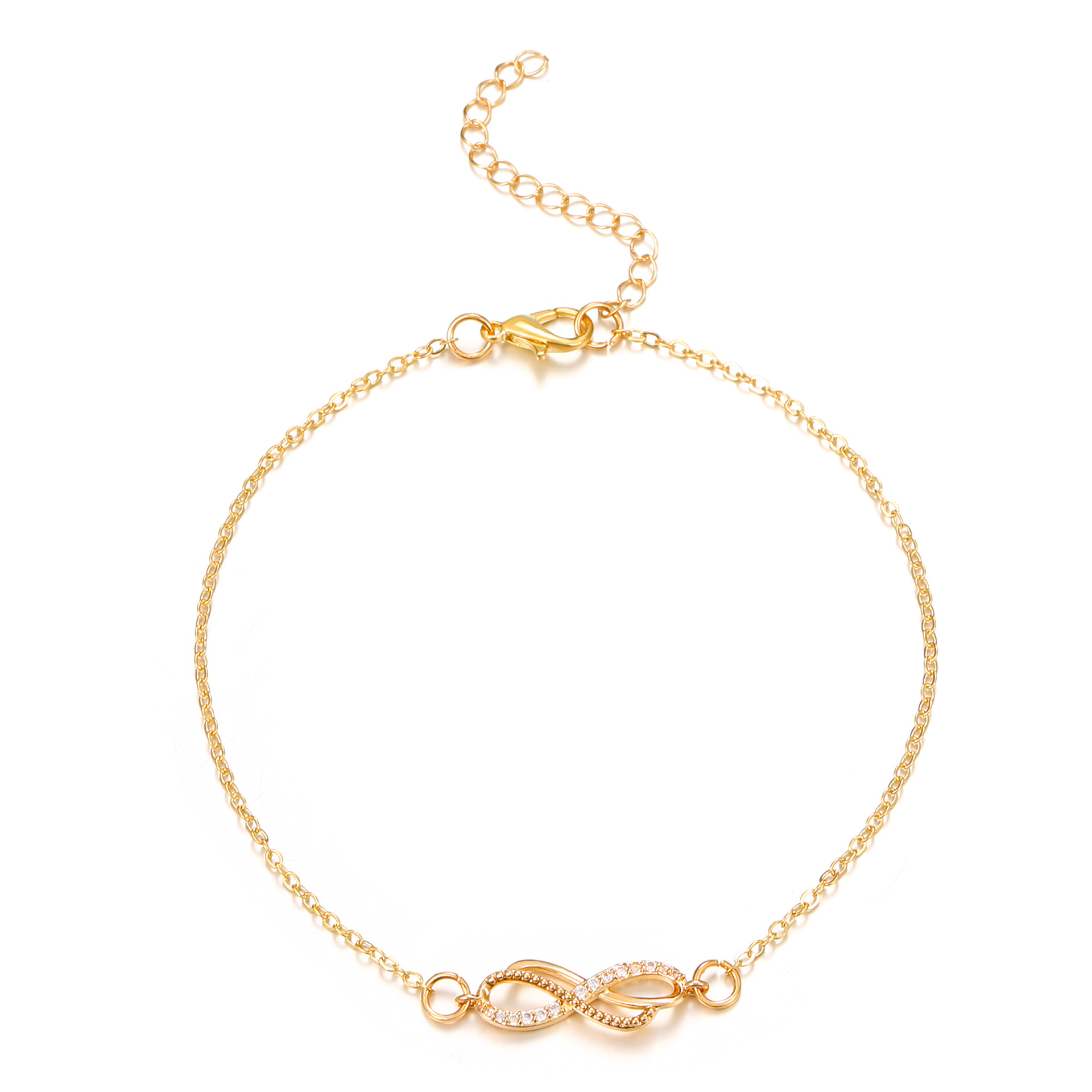 Picture of European and American Cross-border Retro Infinite 8-character Symbol Ring Buckle Korean Exquisite Anklet Distinctive Diamond-encrusted Beach Anklet for Women