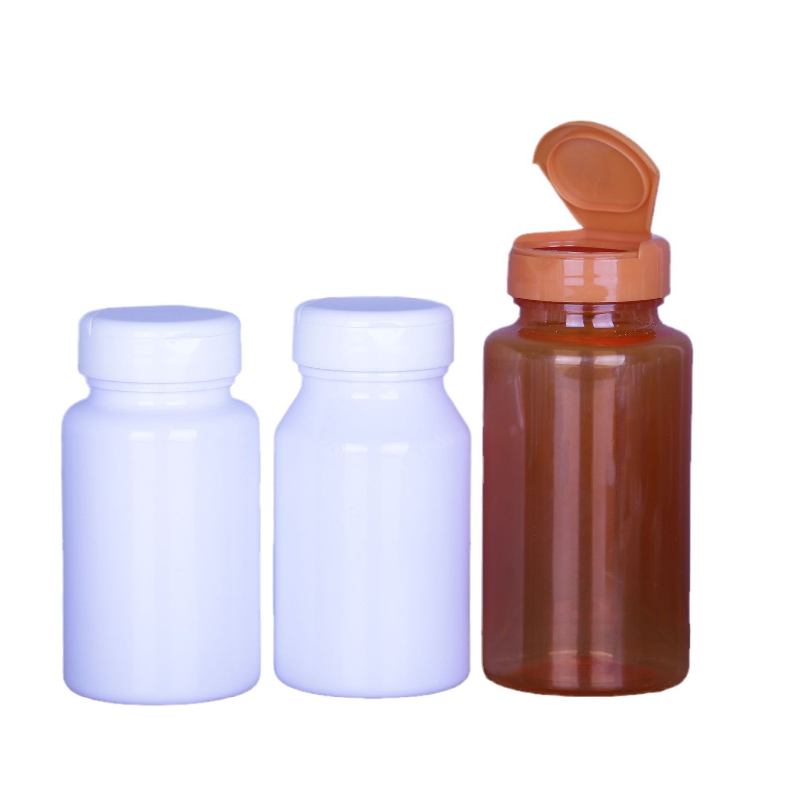 Manufacturer Wholesale 100 120 150ml Transparent Pet Plastic Bottle Flip-Top Empty Bottle Green Brown Solid Bottle