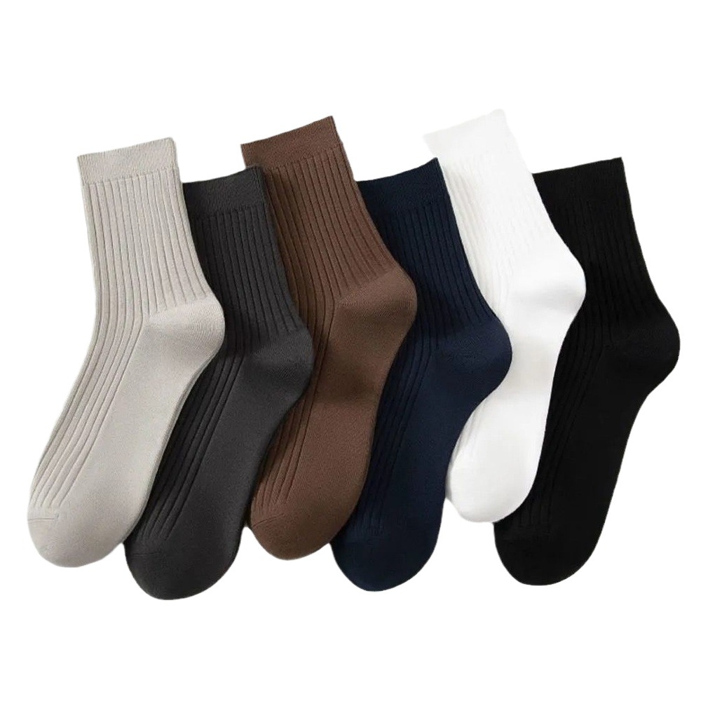 Men's solid color socks deodorant sweat-absorbent breathable mid-calf sports socks Spring and Autumn Business All-match fashion socks boneless