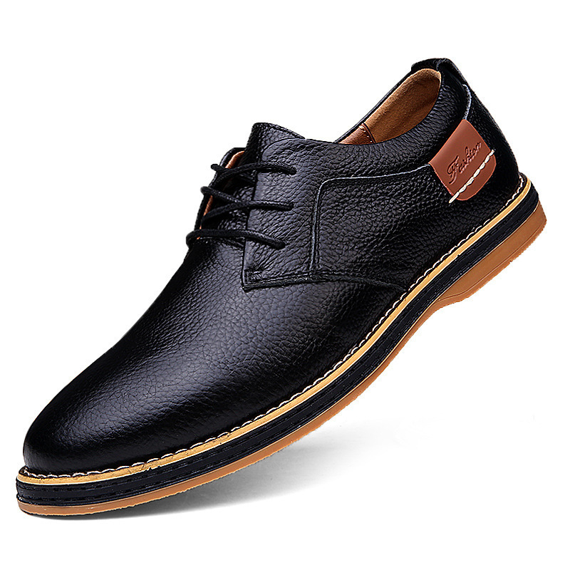 Men's Leather Shoes for Foreign Trade, Large Size, Fashionable Versatile Business Casual Handmade Stitched Chelsea Men's Leather Shoes