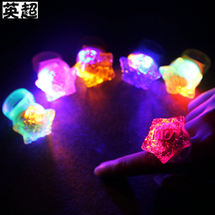 Picture of Cross-border Amazon direct selling luminous ring TPR flash ring five-pointed star mixed soft rubber ring factory straight hair