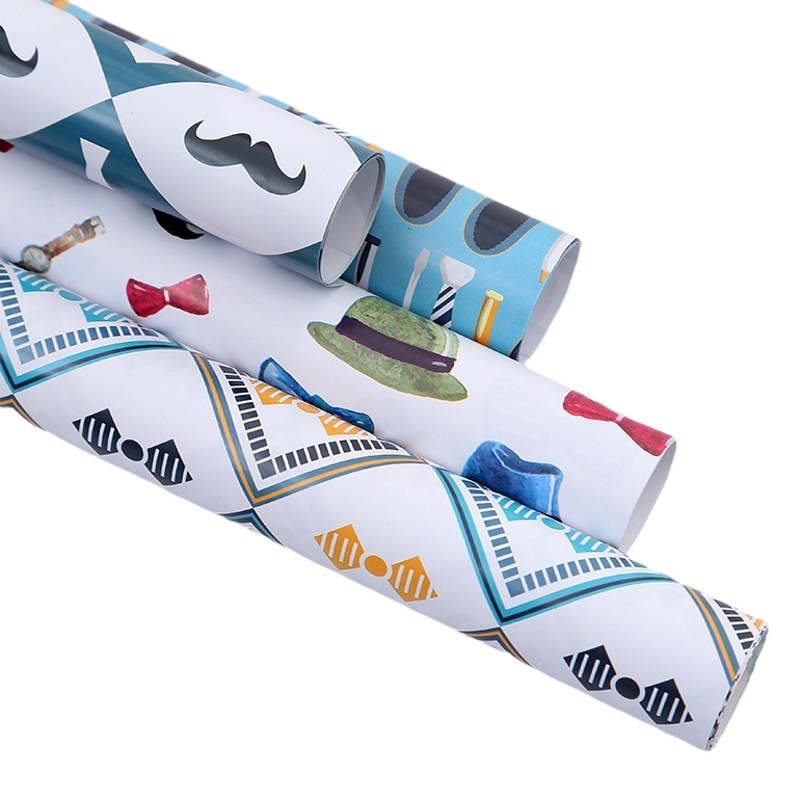 New Men's Birthday Gift Wrapping Paper Father's Day Holiday Gift Gift Paper Neutral Bag Book Cover Paper Wholesale