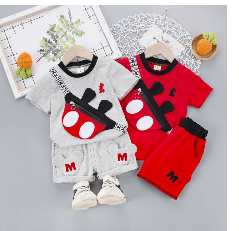 Baby Clothes Baby Boy Summer Short-sleeved Split Suit 1-3 Years Old Cartoon Handsome Pure Cotton T-shirt Korean Style Children's Fashion