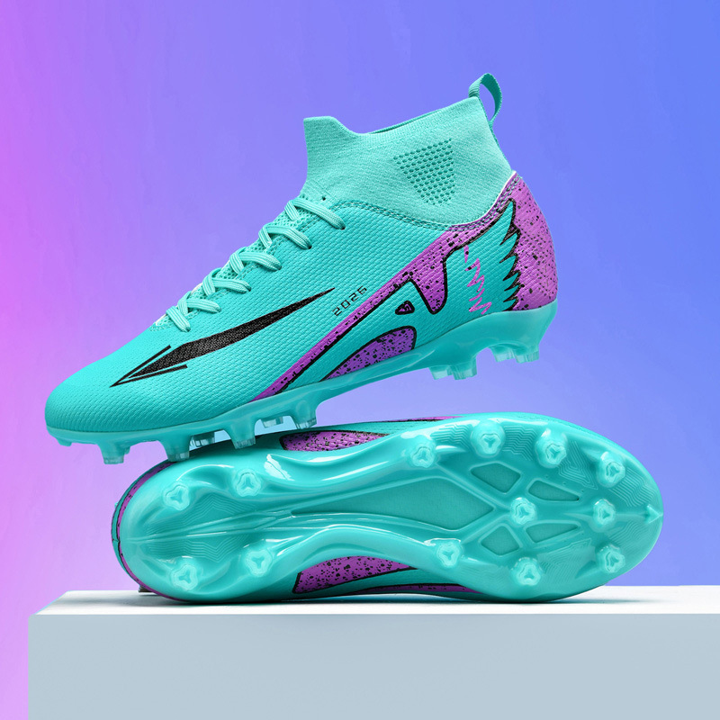 New Cross-Border 15 High-Top Soccer Shoes with Studs for Turf Ag Long Spikes for Men, Women, Children, Teenagers, and Students Training Shoes