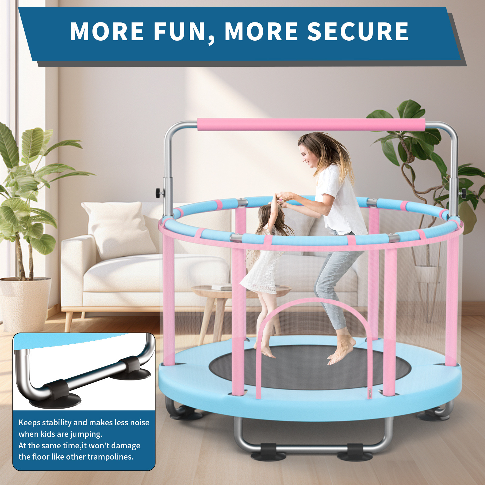 Source factory purse seine trampoline indoor children's trampoline small jumping bed household protective net baby trampoline trampoline