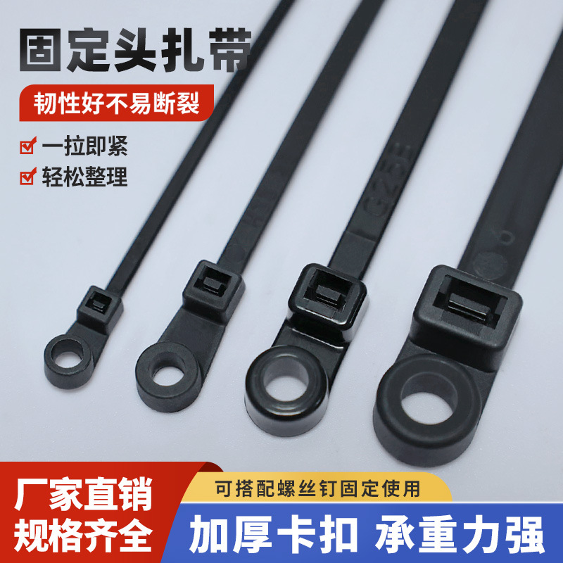 Tie-Wing Fixed Head Tie Manufacturer Pa66 Material 300*4.8*200mm Bundled Fixed Cable Self-Locking Tie