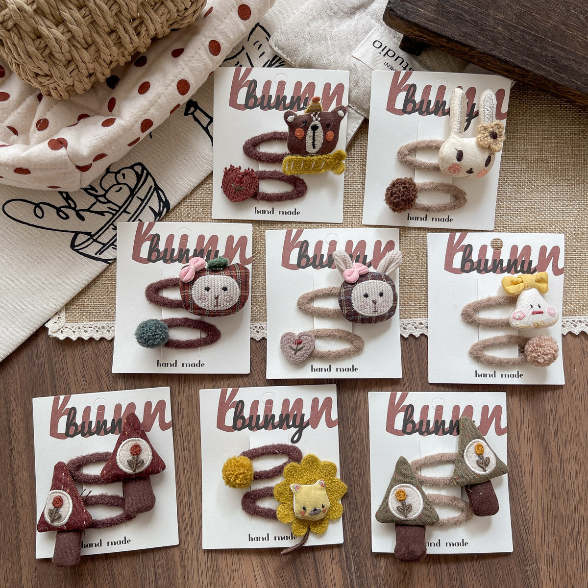 Korean Style Cute Mushroom Rabbit Bear Children's BB Clip Autumn and Winter New Sweet All-match Hair Accessories for Little Girls