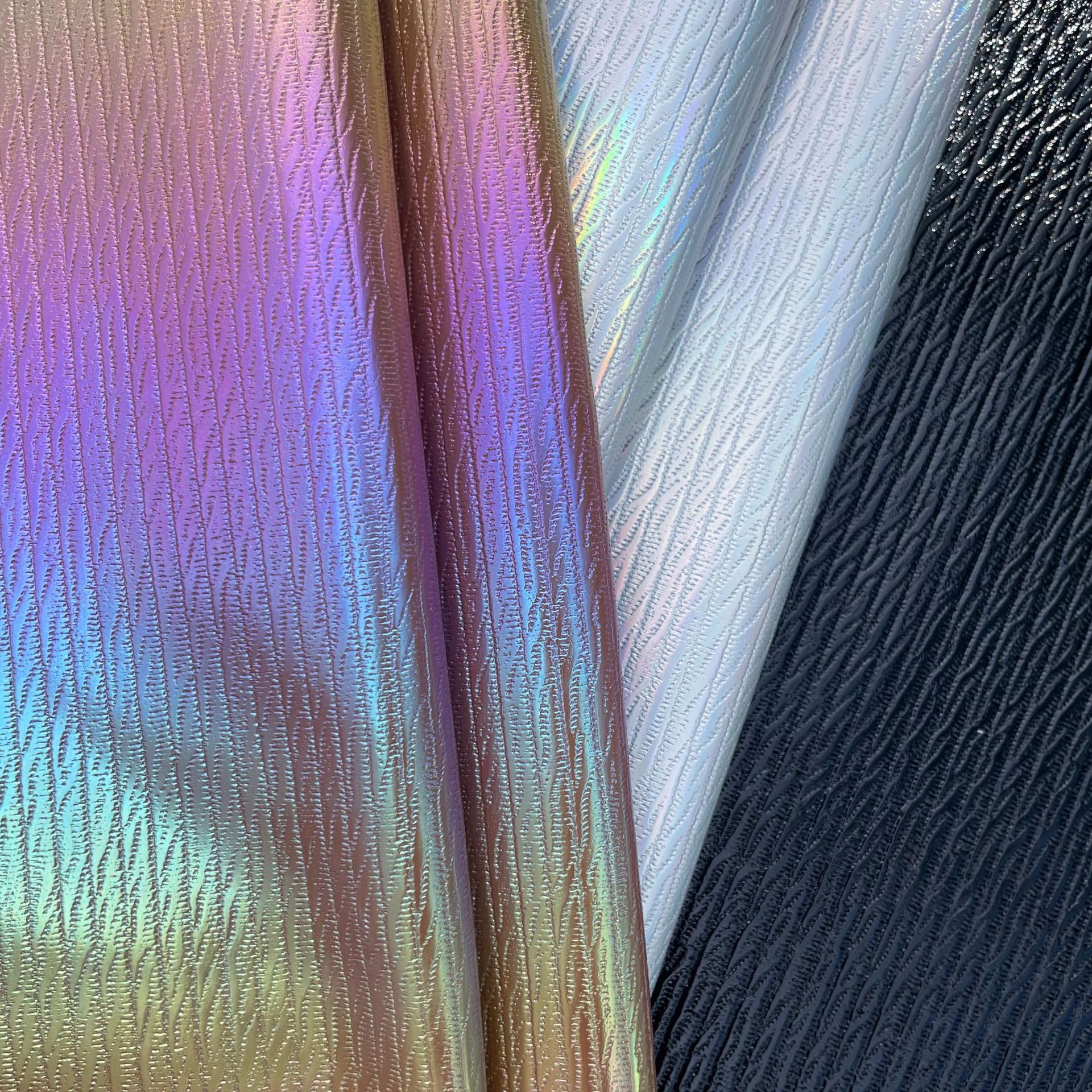 Picture of Colorful Aurora Bark Pattern Metallic Rainbow Wrinkle Leather Imitation Cotton Fleece Base Bag Shoe Material Portable Luxury Fabric